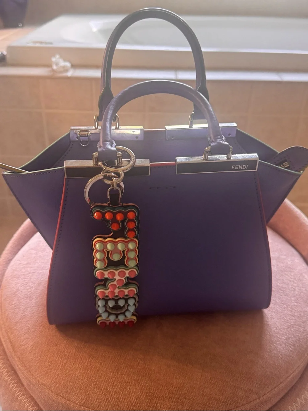 Fendi Purple Mini Satchel with Colorful Charm